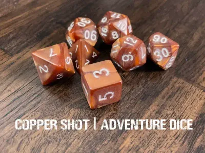 7-Piece RPG Dice Set: Copper Shot