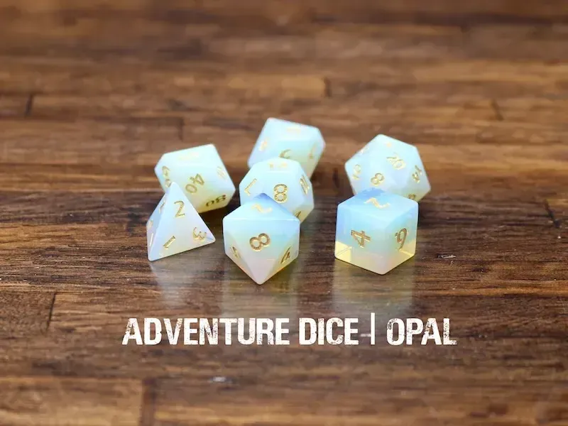 7-Piece RPG Premium Gemstone Dice Set: Opal