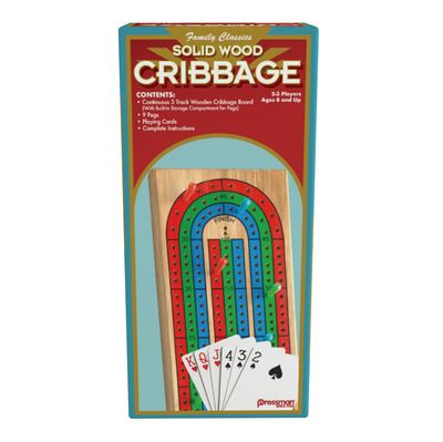 Solid Wood Game Cribbage with Cards