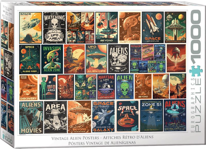 1000 pcs - Vintage Alien Posters