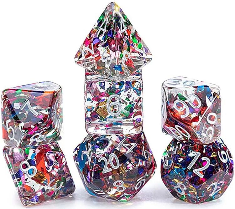 7-Piece RPG Dice Set: Inclusion - Stained Glass