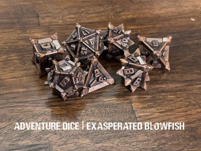 7-Piece RPG Premium Metal Dice Set: Exasperated Blowfish