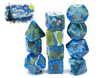 7-Piece RPG Dice Set: Van Gogh Dice - Starry Night
