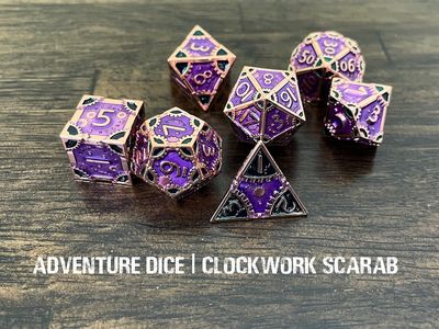 7-Piece RPG Premium Metal Dice Set: Clockwork -  Scarab