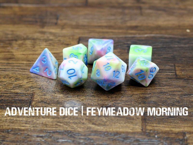 7-Piece RPG Dice Set: Feymeadow Morning