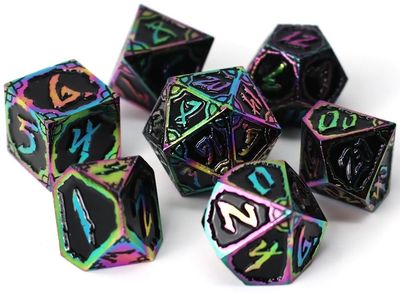 7-Piece Metal RPG Dice Set: Dark Nexus Hexbreaker