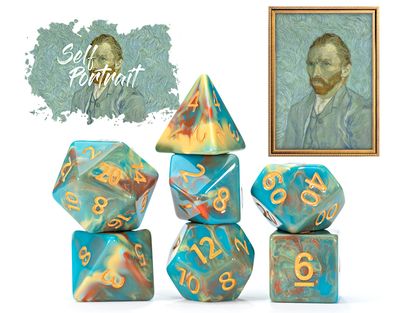 7-Piece RPG Dice Set: Van Gogh Dice - Self Portrait