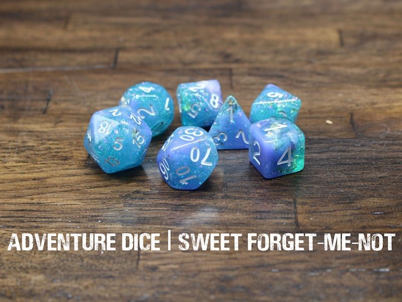7-Piece RPG Dice Set: Sweet Forget-Me-Not