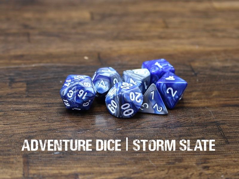 7-Piece RPG Dice Set: Storm Slate