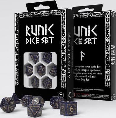 7-Piece Runic RPG Dice Set - Blue &amp; Gold