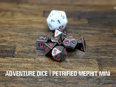 Mini 7-Piece RPG Premium Metal Dice Set: Petrified Mephit