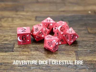 7-Piece RPG Premium Metal Dice Set: Celestial Fire