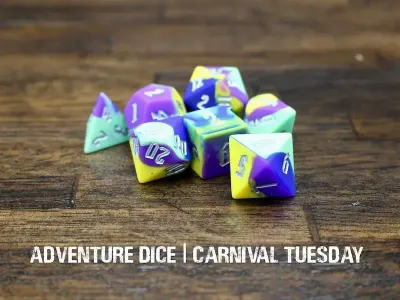 7-Piece RPG Premium Silicone Dice Set: Carnival Tuesday