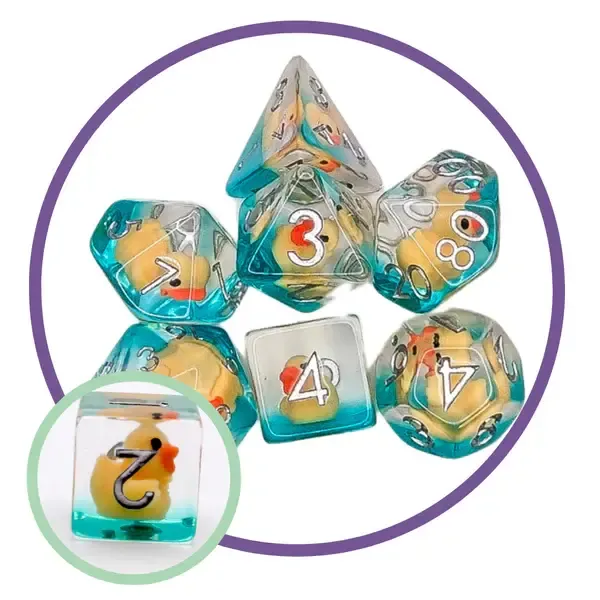 7-Piece RPG Dice Set: Mystery Dice Goblin - Yellow Ducks