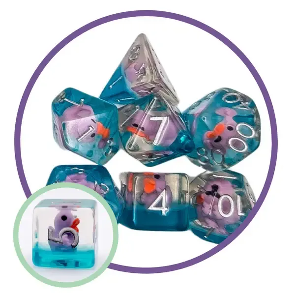 7-Piece RPG Dice Set: Mystery Dice Goblin - Purple Duck