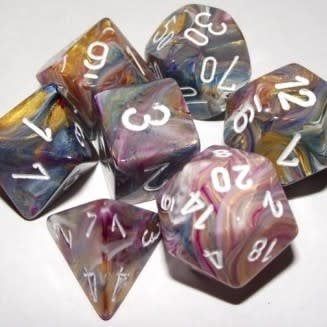 7-Piece RPG Dice Set: Festive (Assorted Colours), Color: Carousel w/ White