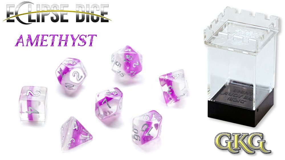 7-Piece RPG Dice Set: Eclipse (Assorted Colours), Name: Amethyst