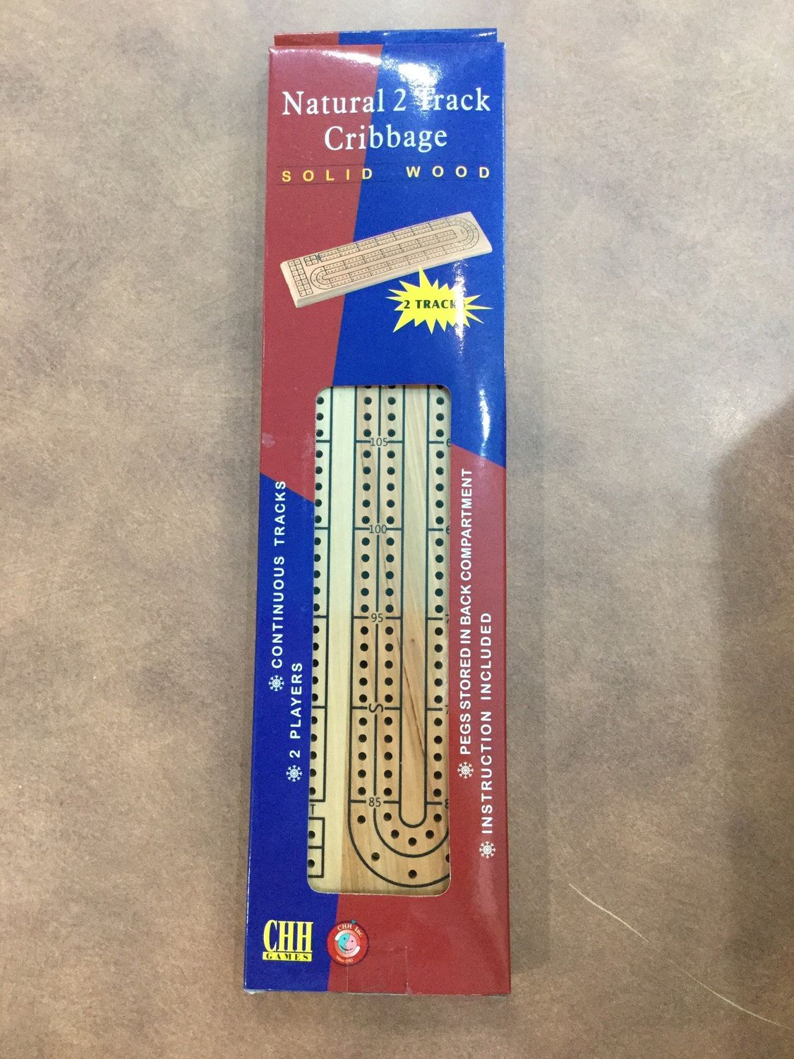 Solid Wood Cribbage Board, Color: Natural Wood, Size: 2 Track