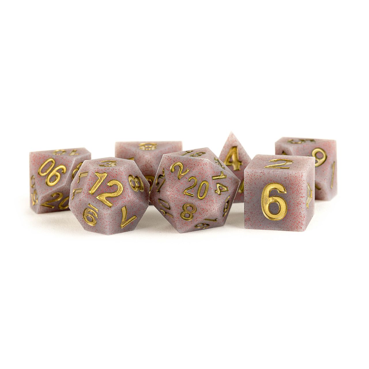 7-Piece RPG Sharp Edge Silicone Rubber Dice Set, Name: Volcanic Soot