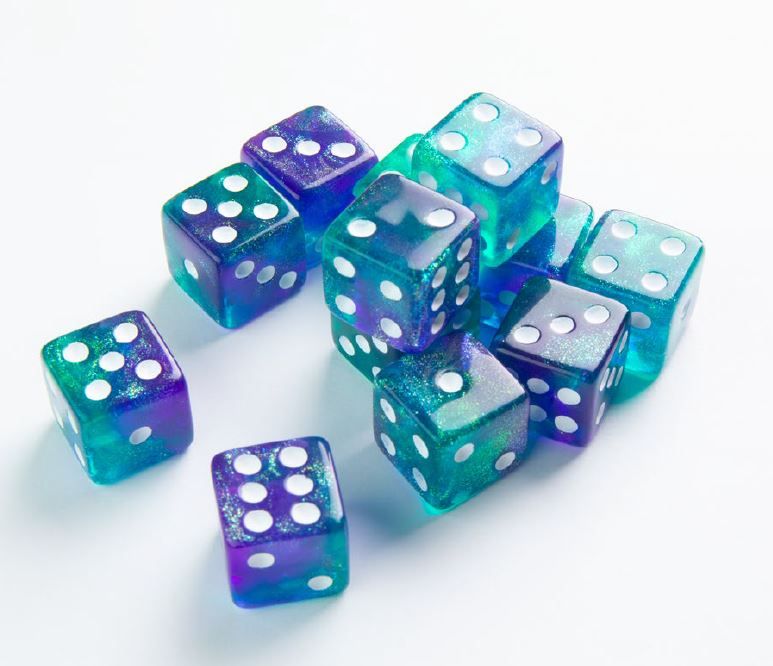 12d6 Dice Block (16mm): Galaxy (Assorted Colours), Color: Neptune