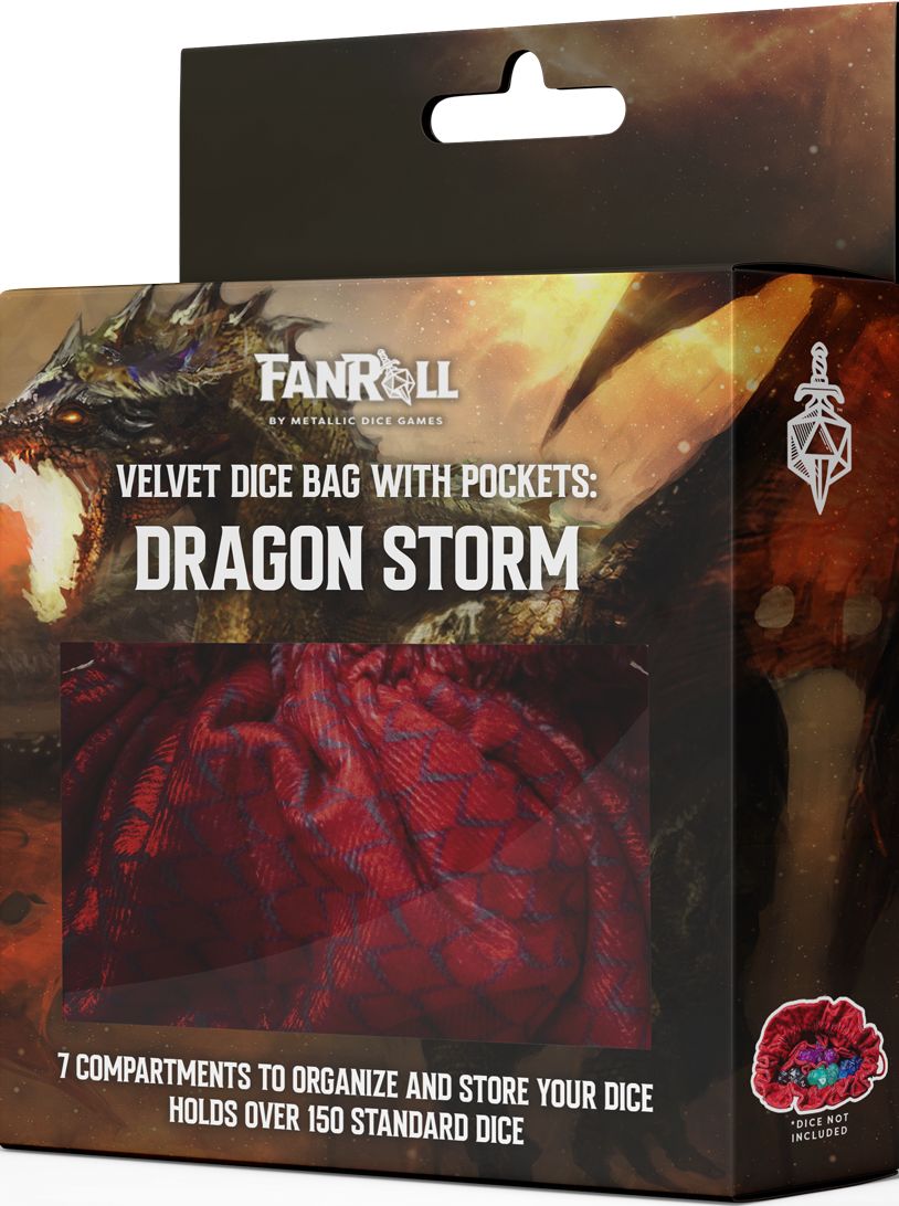 Dice Bag - Velvet with Pockets -, Color: Dragon Storm Red