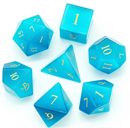 7-Piece RPG Dice Set: Gemstone -, Type: Blue Cats Eye