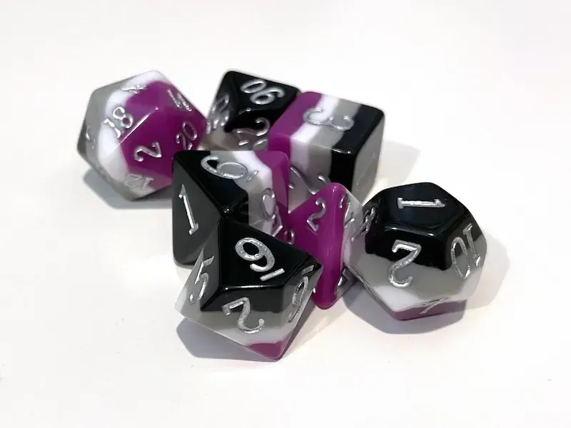 7-Piece RPG Dice Set: Pride, Type: Asexual