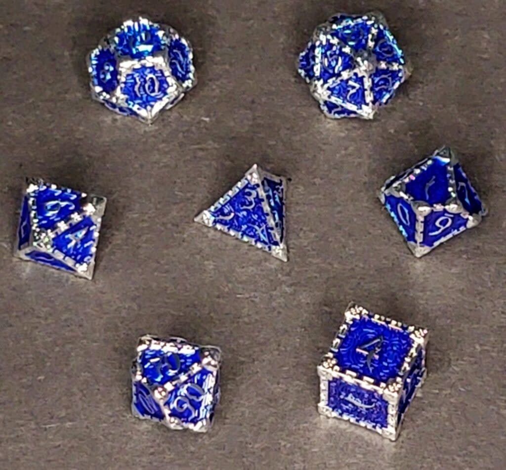 7-Piece RPG Dice Set - Brilliant Blood Dagger -, Color: Blue