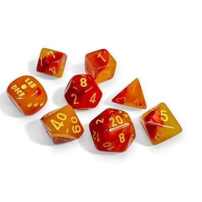 8-Piece RPG Lab Dice Set:, Color: Gemini Red Yellow Luminary