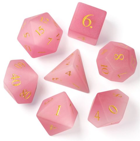 7-Piece RPG Dice Set: Frosted Cat's Eye -, Color: Pink