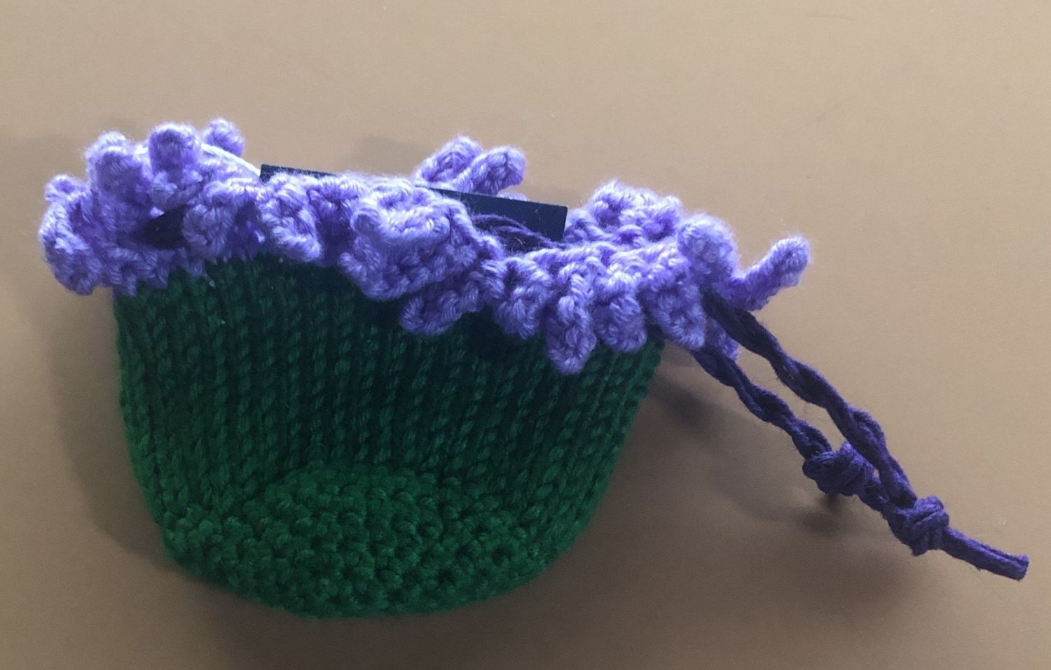 Knitted Single Dice Bag, Color: Green &amp; Purple