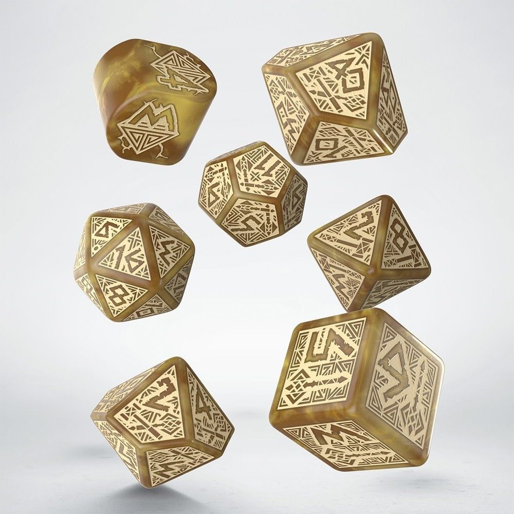 7-Piece Dwarven RPG Dice Set -, Color: Gold