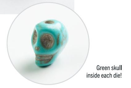 7-Piece RPG Dice Set - Embraced Green Skull