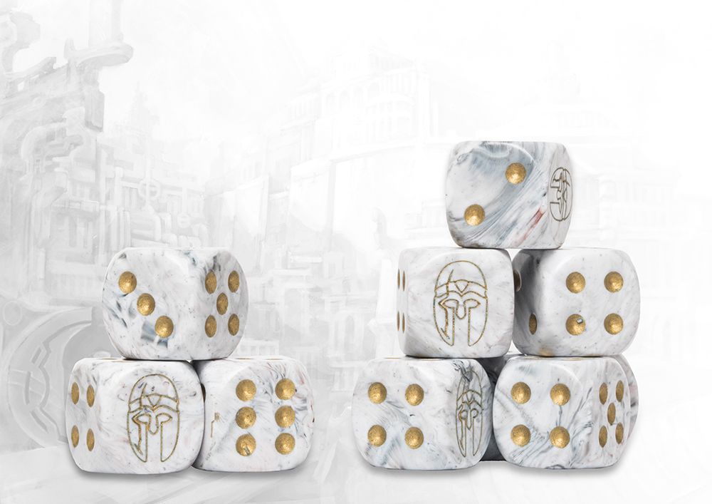 Conquest: City States - Light Grey Marbled Dice Set