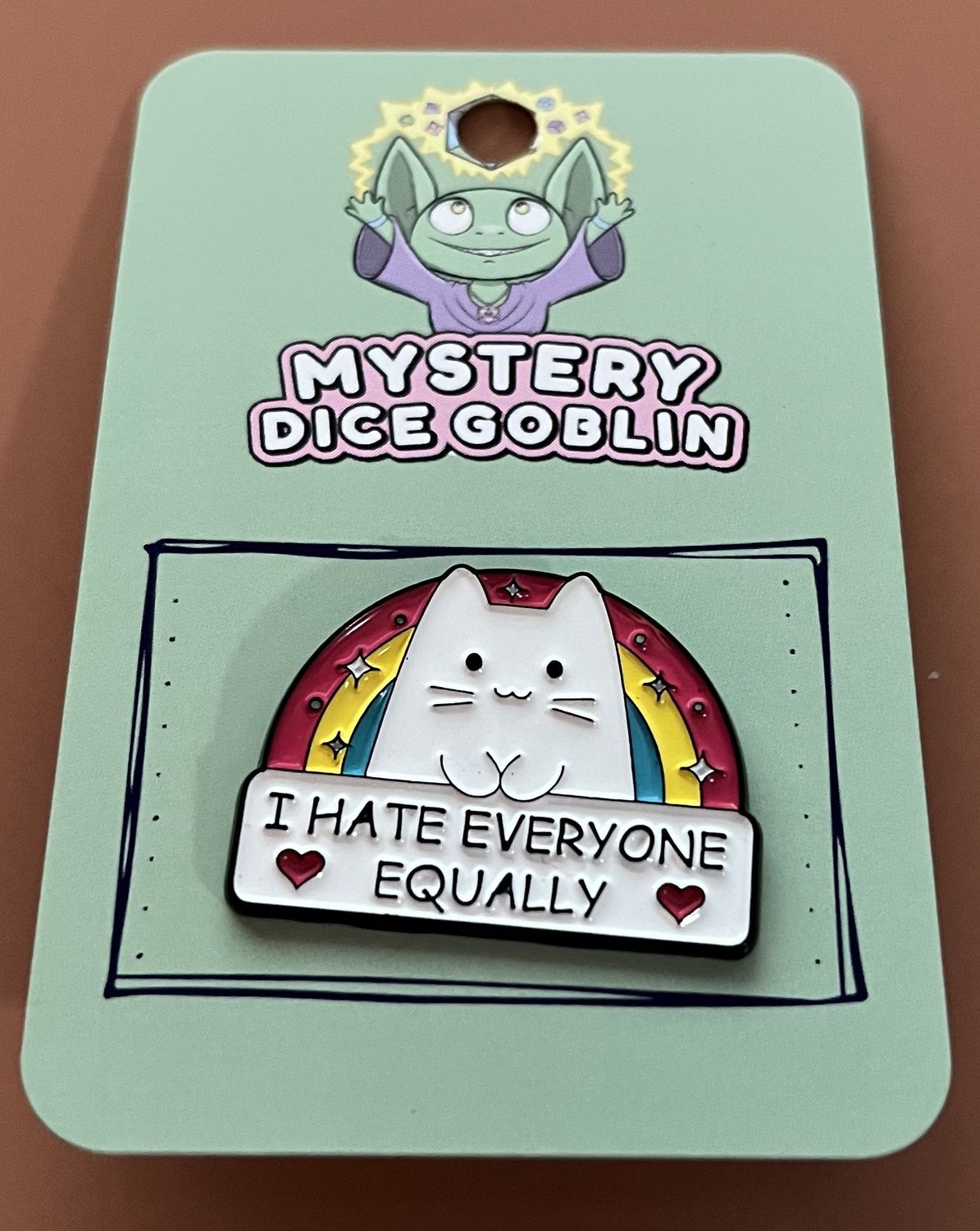 Enamel Pin - Mystery Dice Goblin - I Hate Everyone Equally
