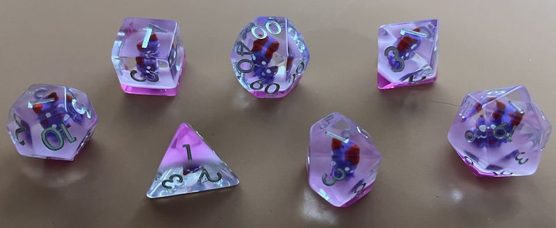 7-Piece RPG Dice Set: Mystery Dice Goblin - Purple Devil