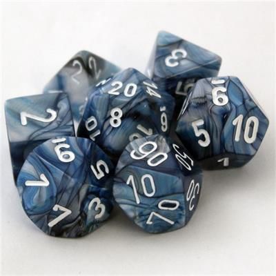 7-Piece RPG Dice Set: Lustrous (Assorted Colours), Color: Slate w/ White