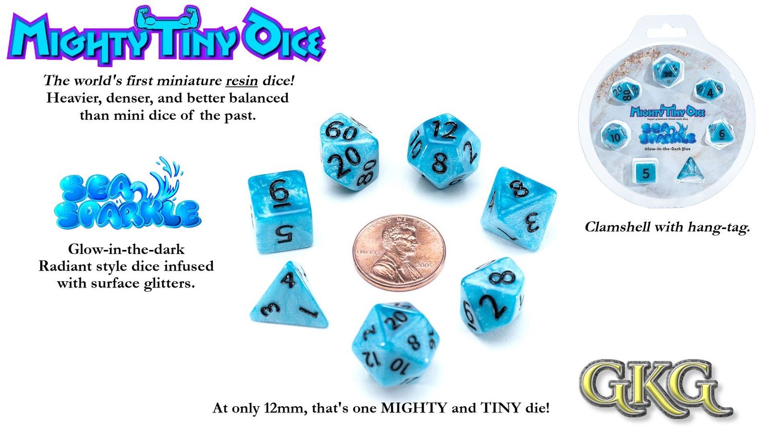 7-Piece Mini Dice Set (12mm): Mighty Tiny, Name: Sea Sparkle