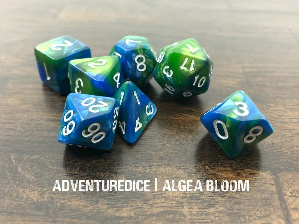 7-Piece RPG Dice Set: Plants, Name: Algea Bloom