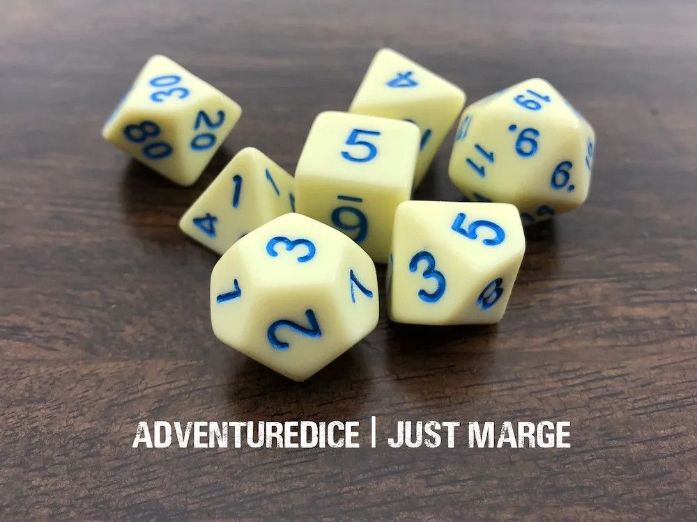 7-Piece RPG Dice Set: People Themed, Name: Just Marge