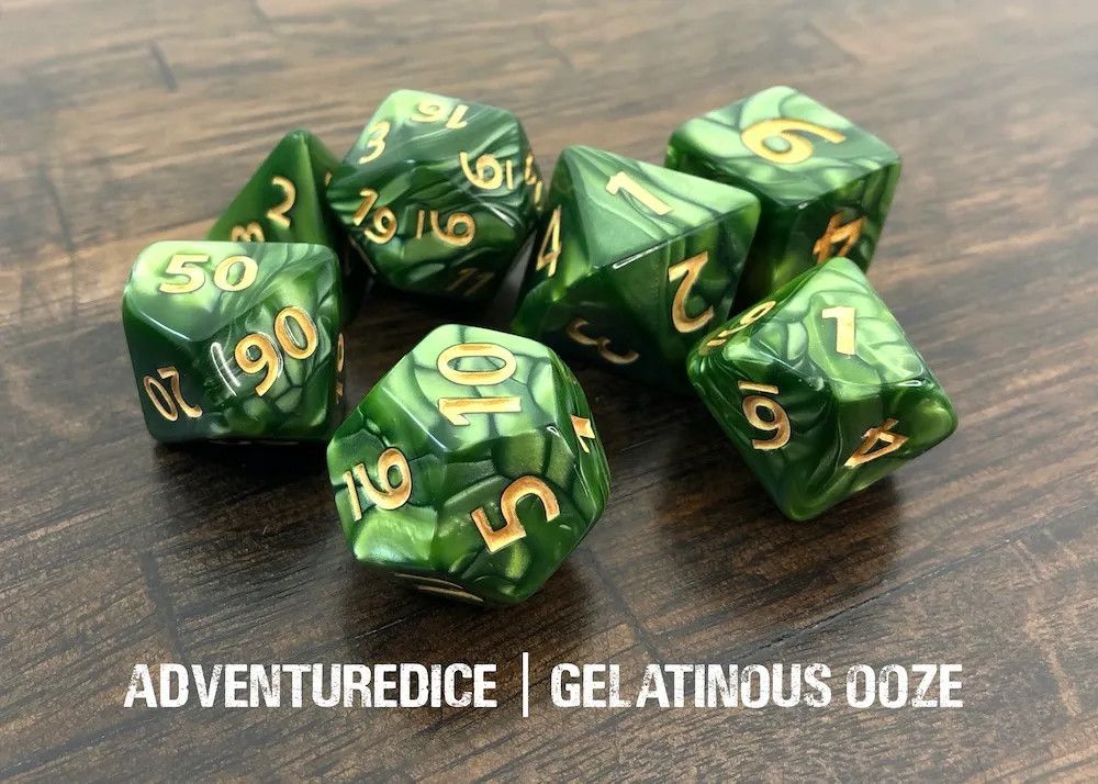7-Piece RPG Dice Set: Large, Name: Gelatinous Ooze