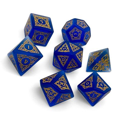 7-Piece RPG Sylvan Weaver Dice Set: Frosted Sapphire Zircon