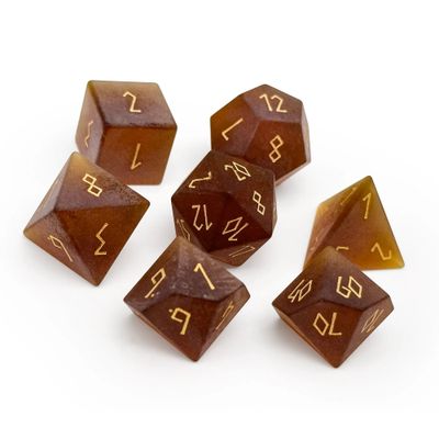 7-Piece RPG Glass Dice Set: Frosted Zircon Amber Citrine