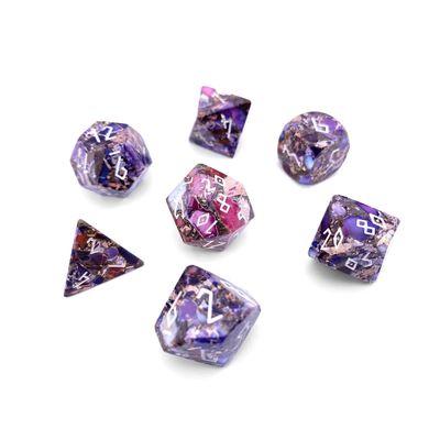 7-Piece RPG Trustone Dice Set: Bronzite Purple Imperial Jasper