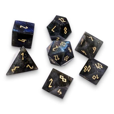 7-Piece RPG Gemstone Dice Set: Blue Labradorite