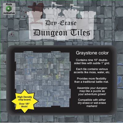 Dry Erase Dungeon Tiles 5&quot; &amp; 10&quot; Graystone Interlocking Tiles