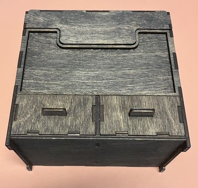 Wooden Card and Dice Storage Box - 2 Drawers Brown