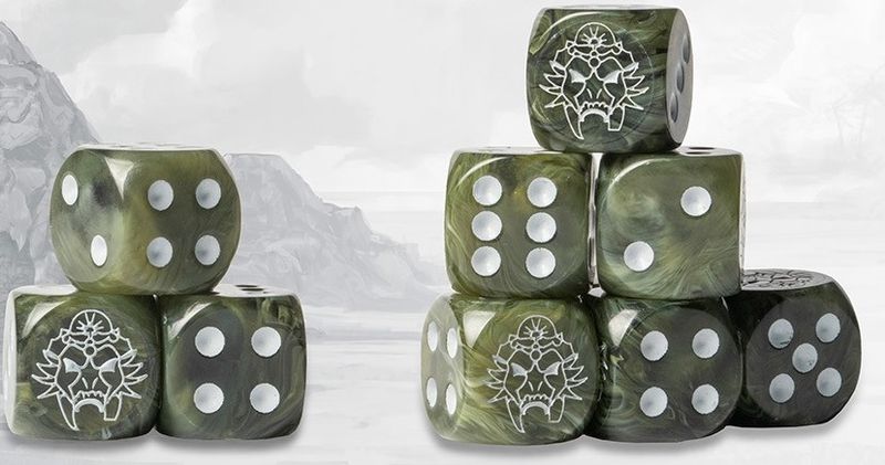 Conquest: W&#39;adrhun - Dark Green Marbled Dice Set