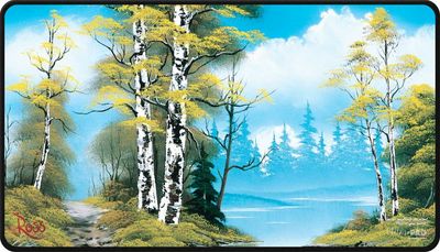 Playmat - Bob Ross - Lakeside Path Black Stitched