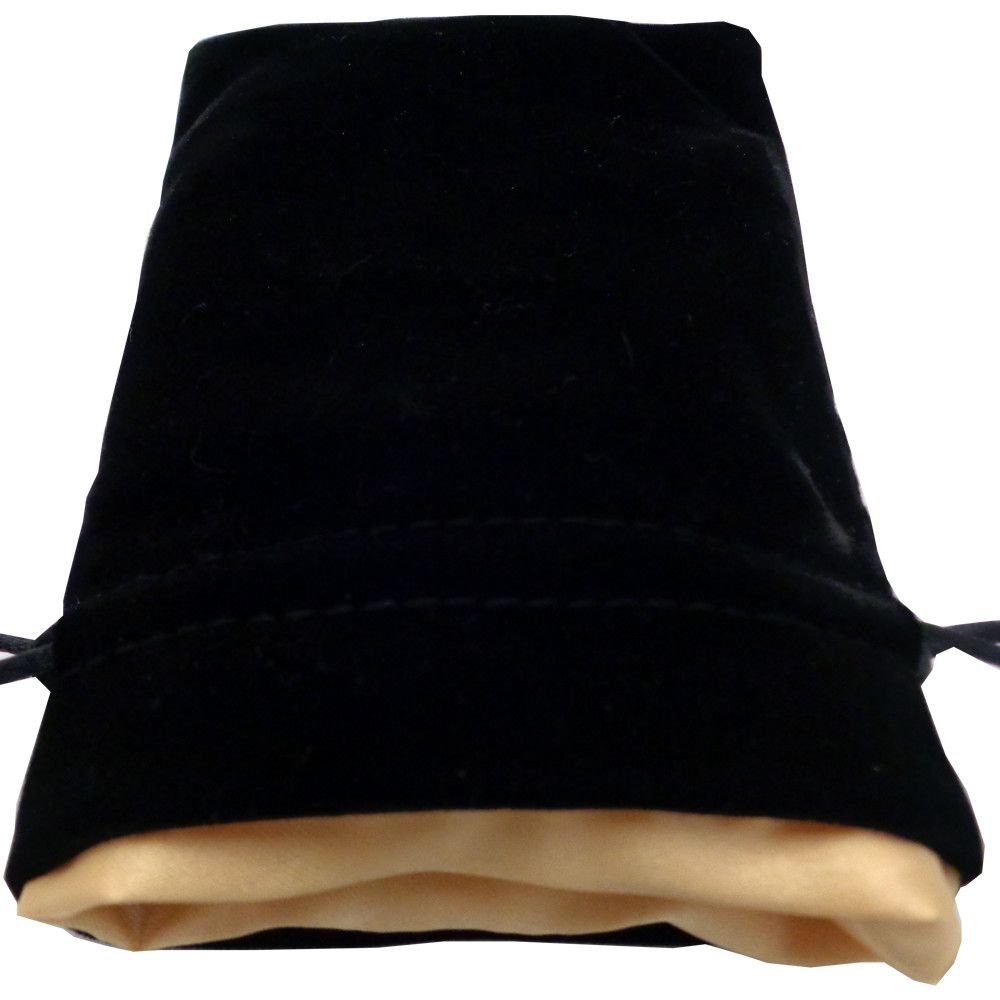 Small Velvet Dice Bag with Satin Interior -, Color: Black/Gold